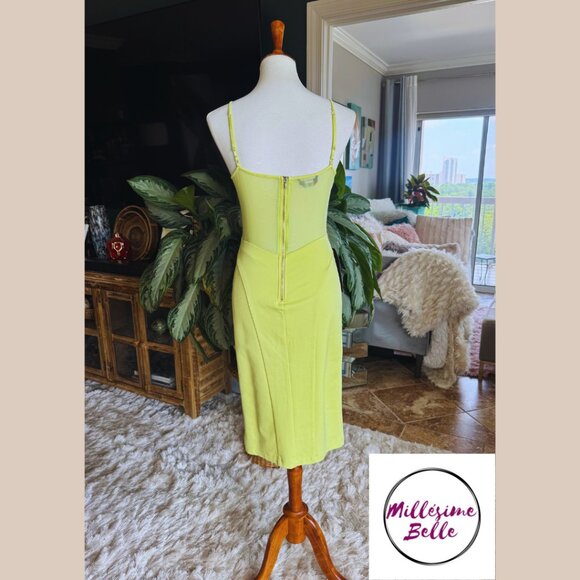 bebe Yellow Mesh Midi Dress NWT - Picture 6 of 7